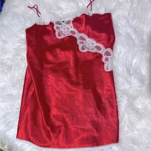 Undercover Wear Vintage lingerie red with‎ white lace slip size 1X